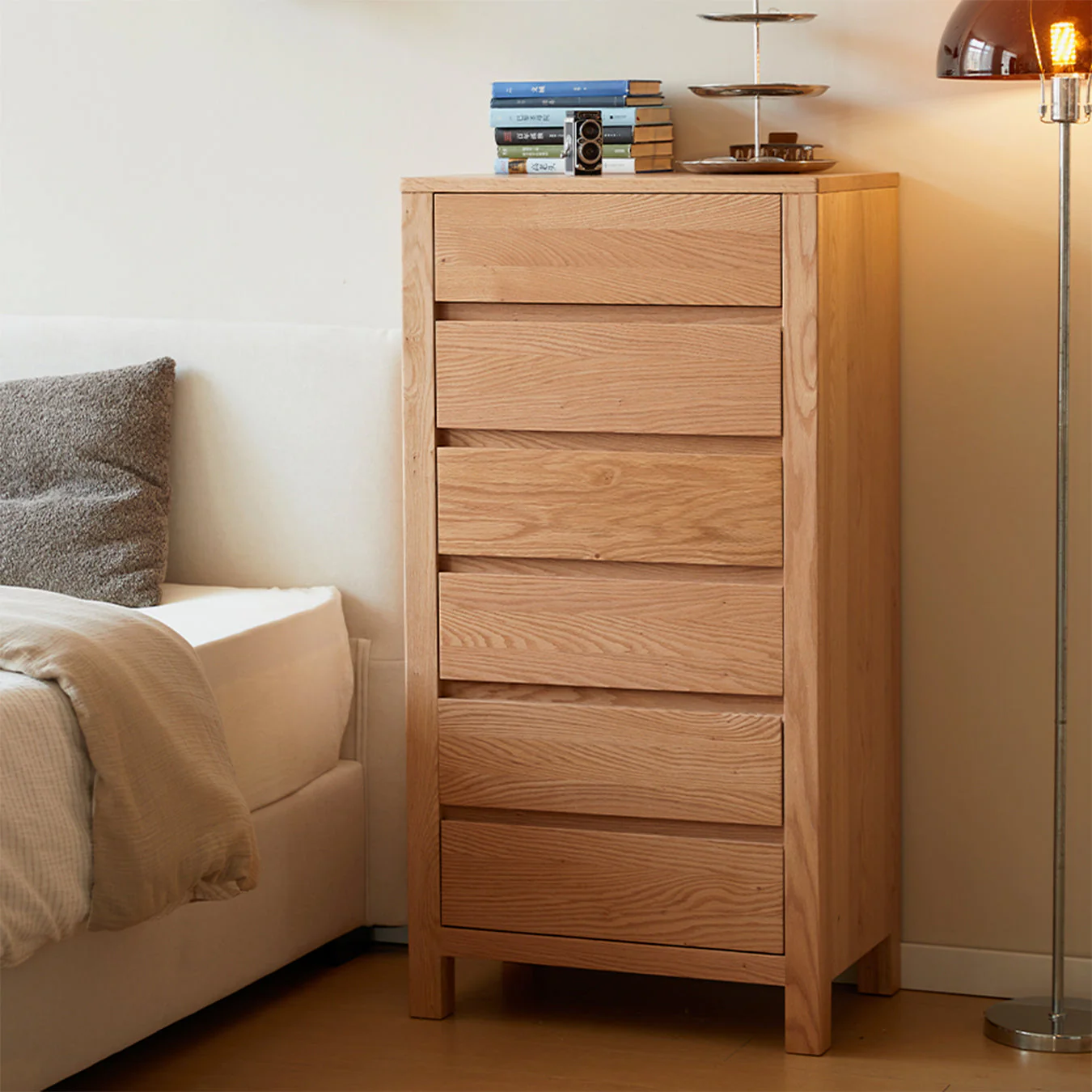 Humbie Natural Solid Oak 6 Drawers Tall Boy - Image 3