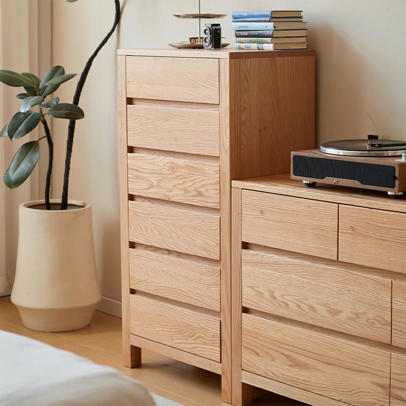 Humbie Natural Solid Oak 6 Drawers Tall Boy - Image 4