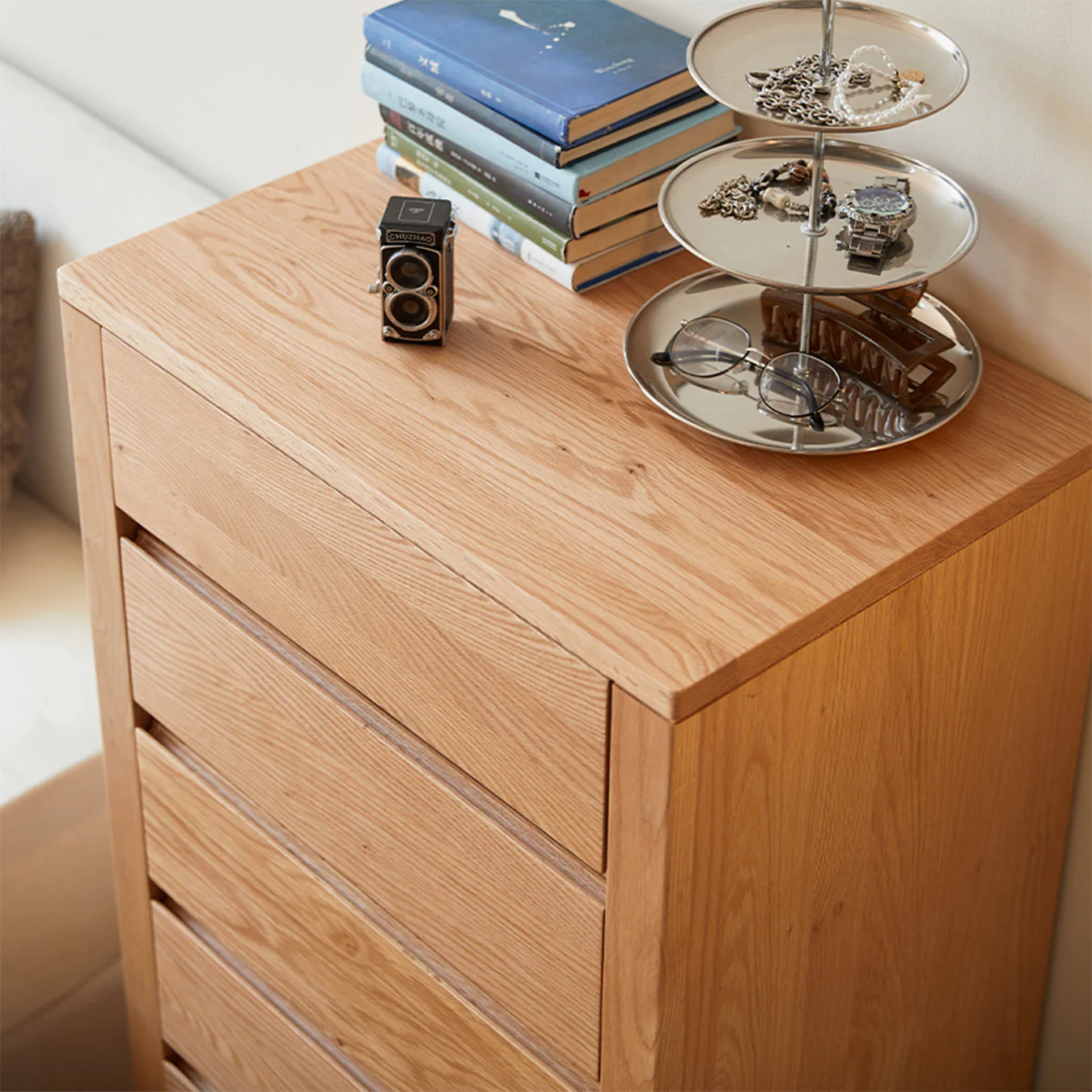 Humbie Natural Solid Oak 6 Drawers Tall Boy - Image 6