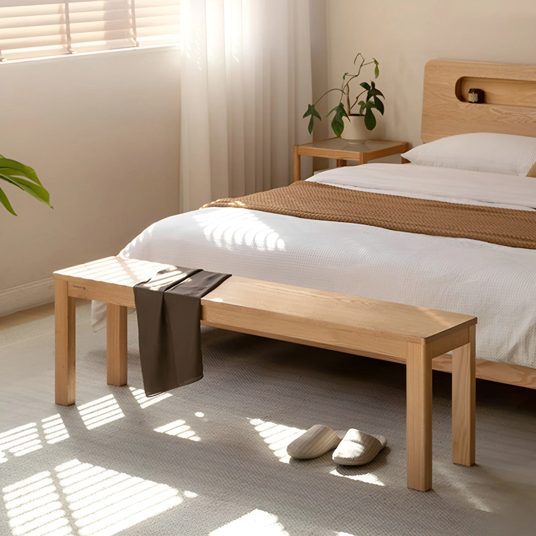 Humbie Natural Solid Oak Bench Seat - Image 3