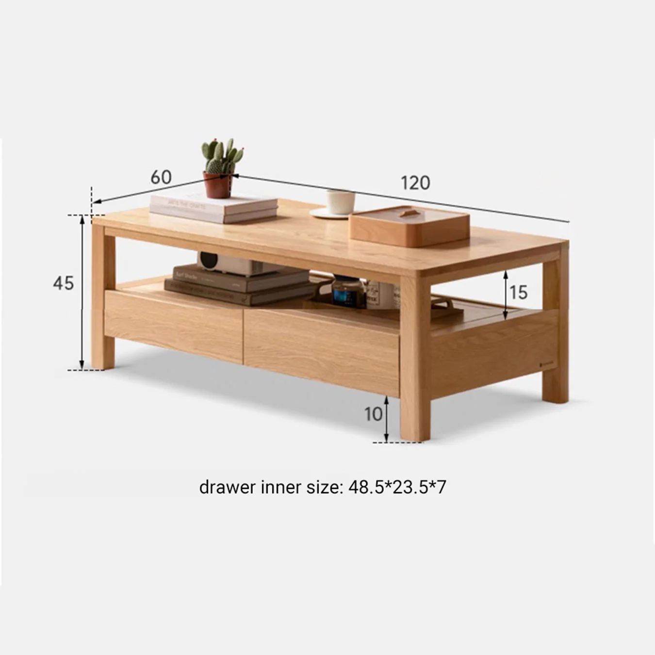 Humbie Natural Solid Oak Coffee Table - Image 5