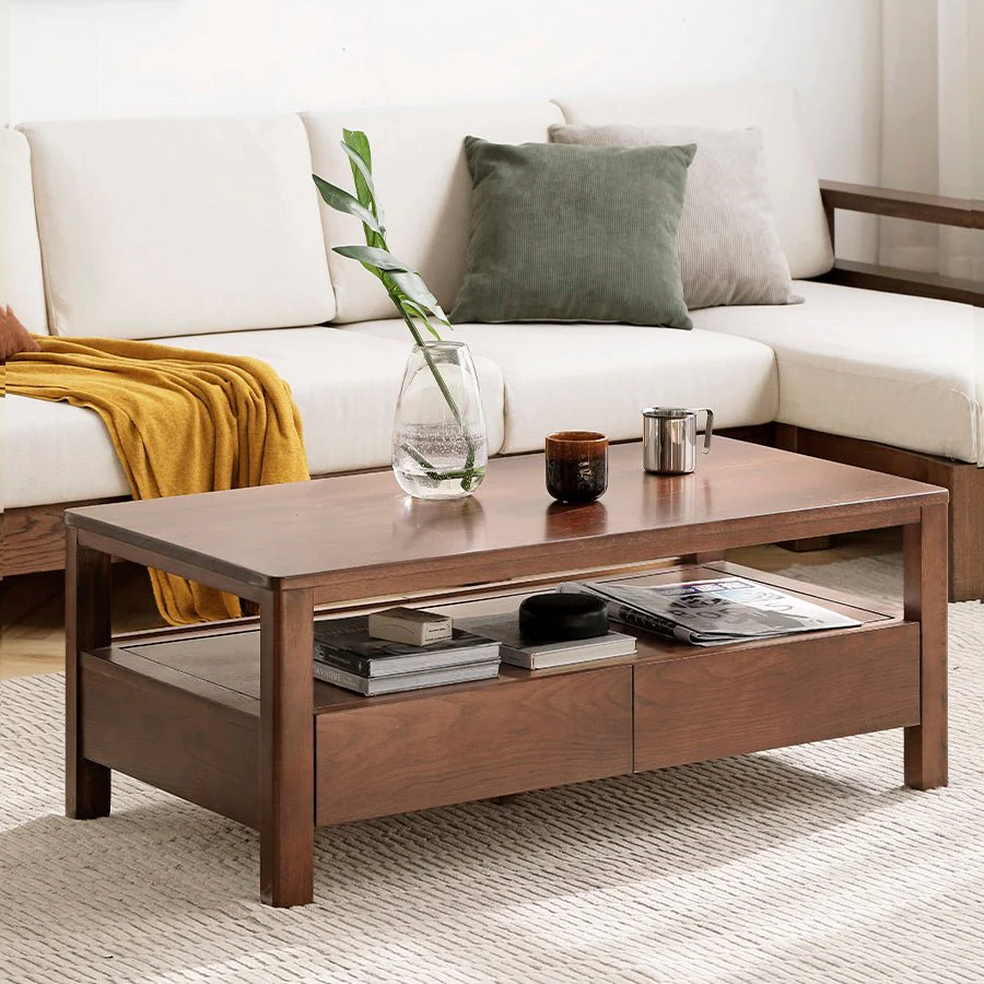 Humbie Natural Solid Oak Coffee Table in Walnut Colour
