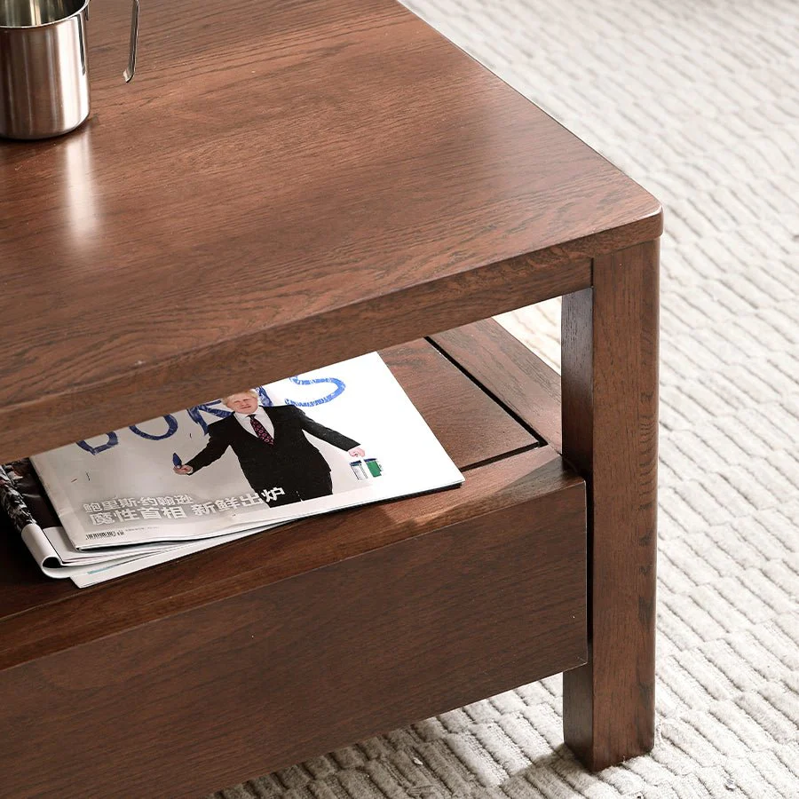 Humbie Natural Solid Oak Coffee Table in Walnut Colour - Image 3