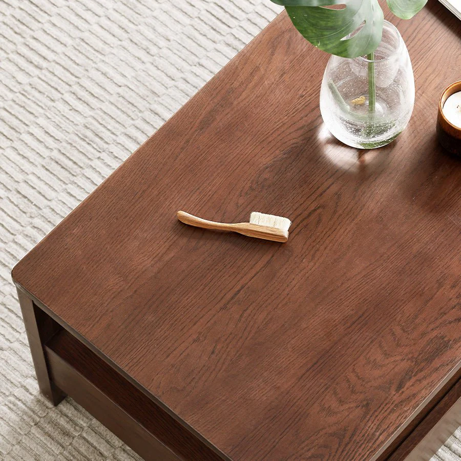 Humbie Natural Solid Oak Coffee Table in Walnut Colour - Image 4