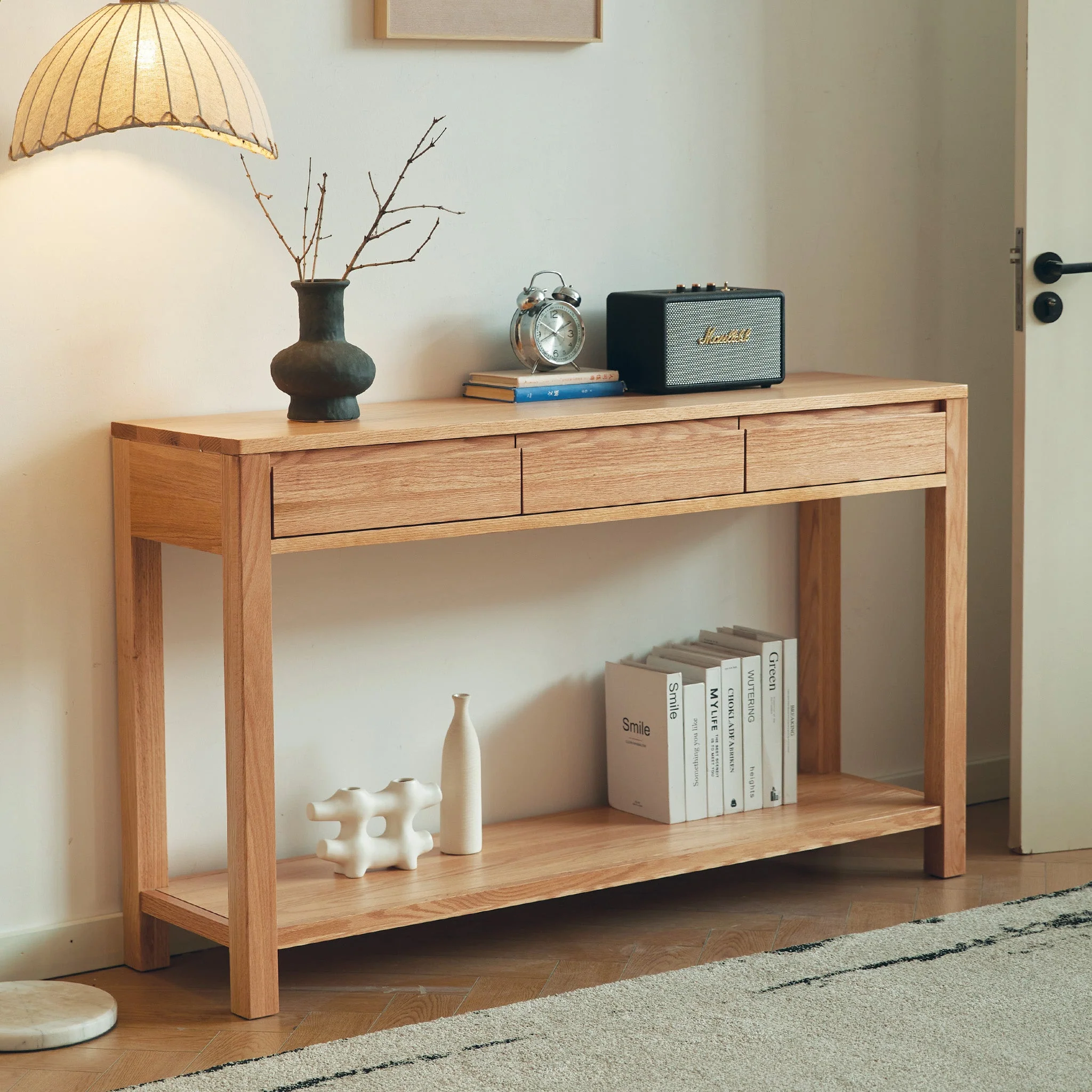 Humbie Natural Solid Oak Console Table - Image 3