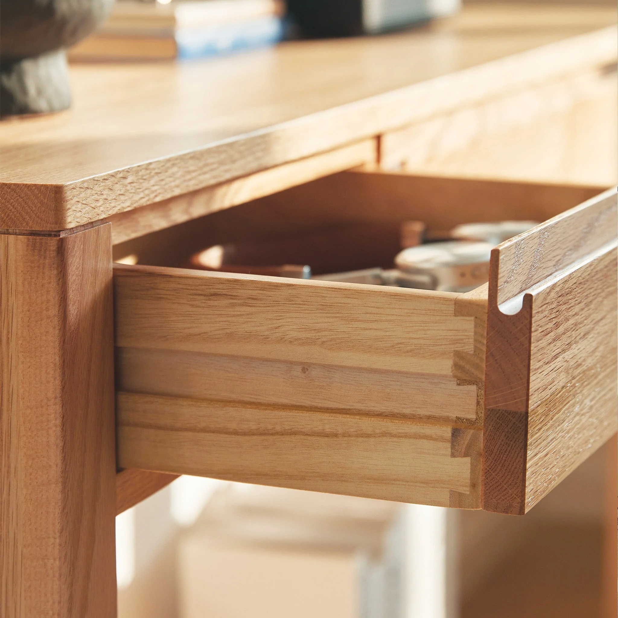 Humbie Natural Solid Oak Console Table - Image 7