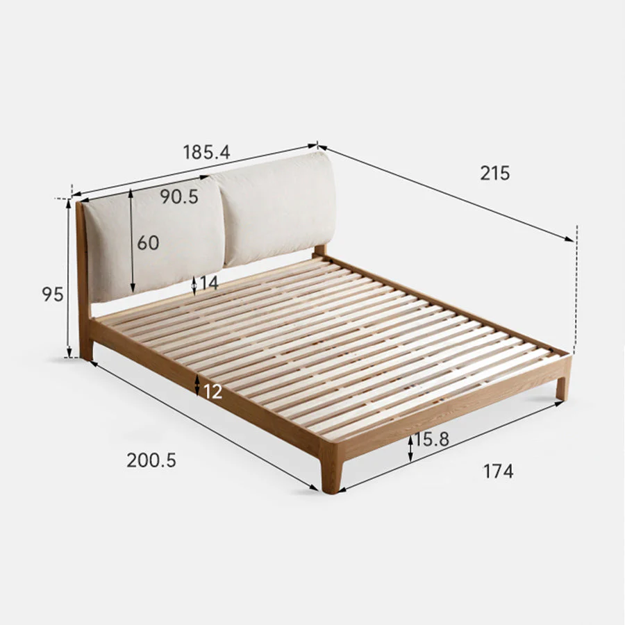 Humbie Natural Solid Oak Cushion Back Bed Frame - Image 10