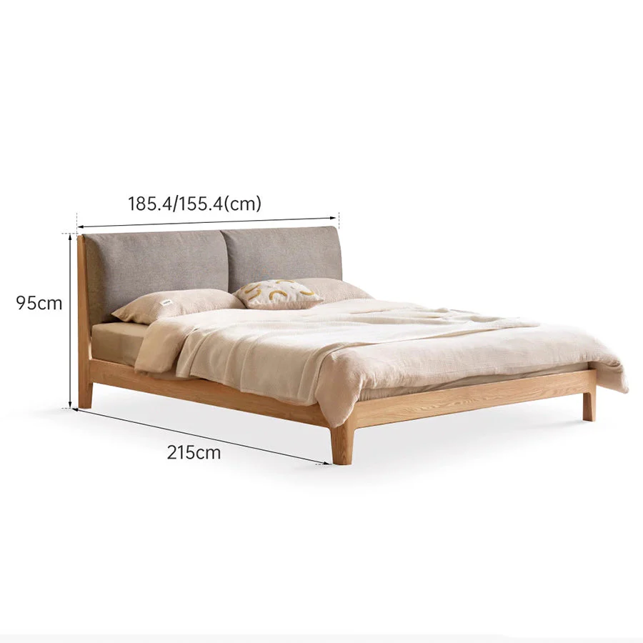 Humbie Natural Solid Oak Cushion Back Bed Frame - Image 8