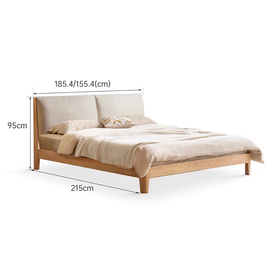 Humbie Natural Solid Oak Cushion Back Bed Frame - Image 9