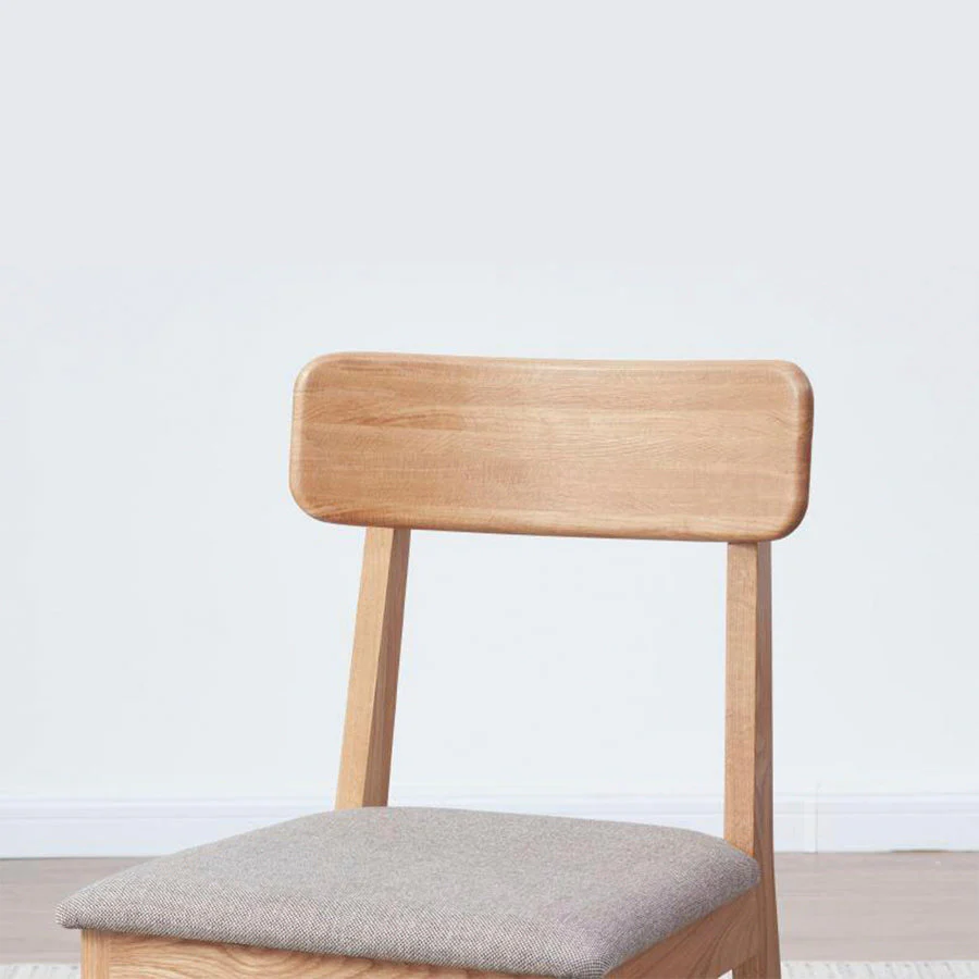 Humbie Natural Solid Oak Dining Chair With Fabric Pad - Image 4