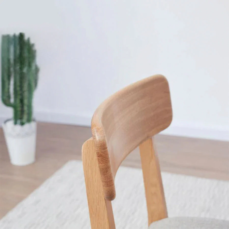 Humbie Natural Solid Oak Dining Chair With Fabric Pad - Image 5