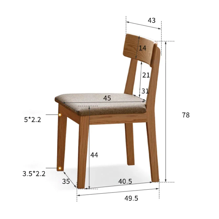 Humbie Natural Solid Oak Dining Chair With Fabric Pad - Image 6