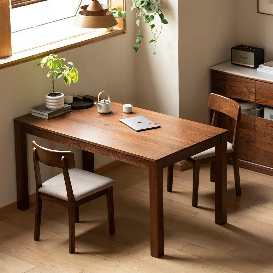 Humbie Natural Solid Oak in Walnut Colour Dining Table - Image 2