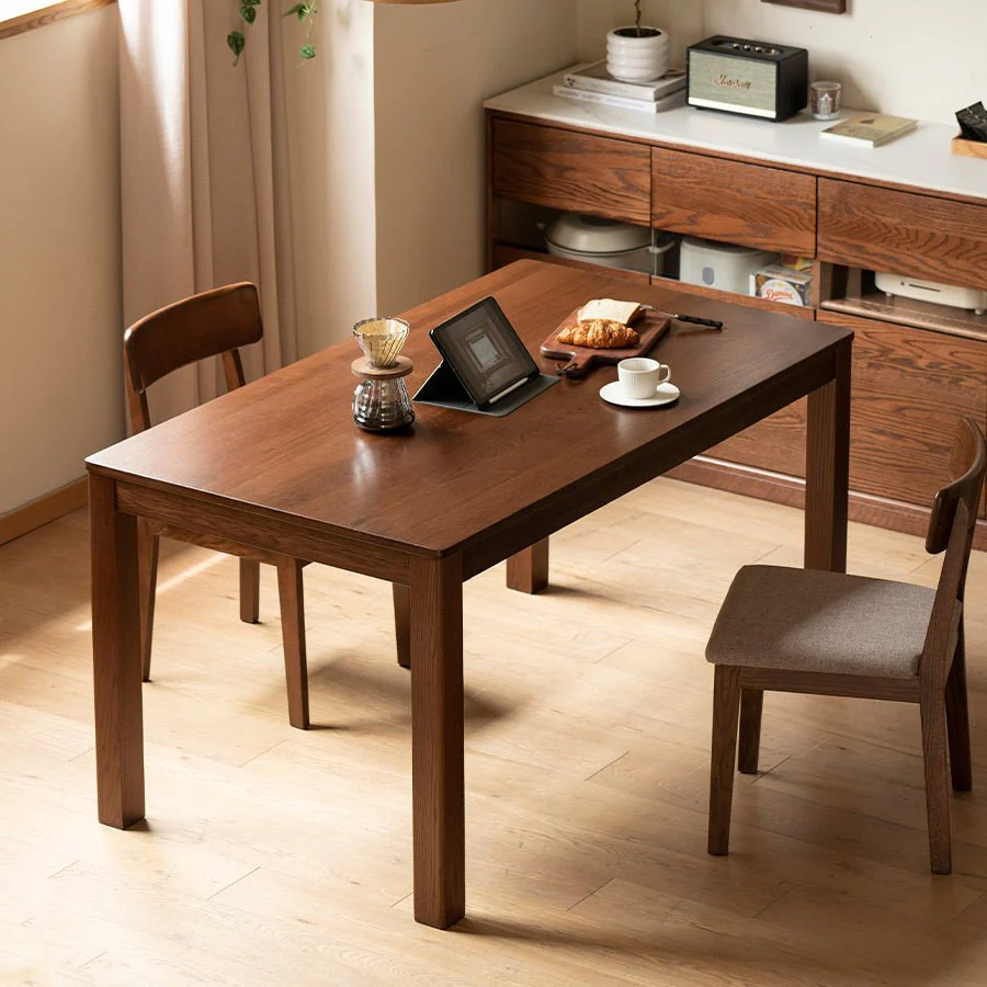 Humbie Natural Solid Oak in Walnut Colour Dining Table - Image 4