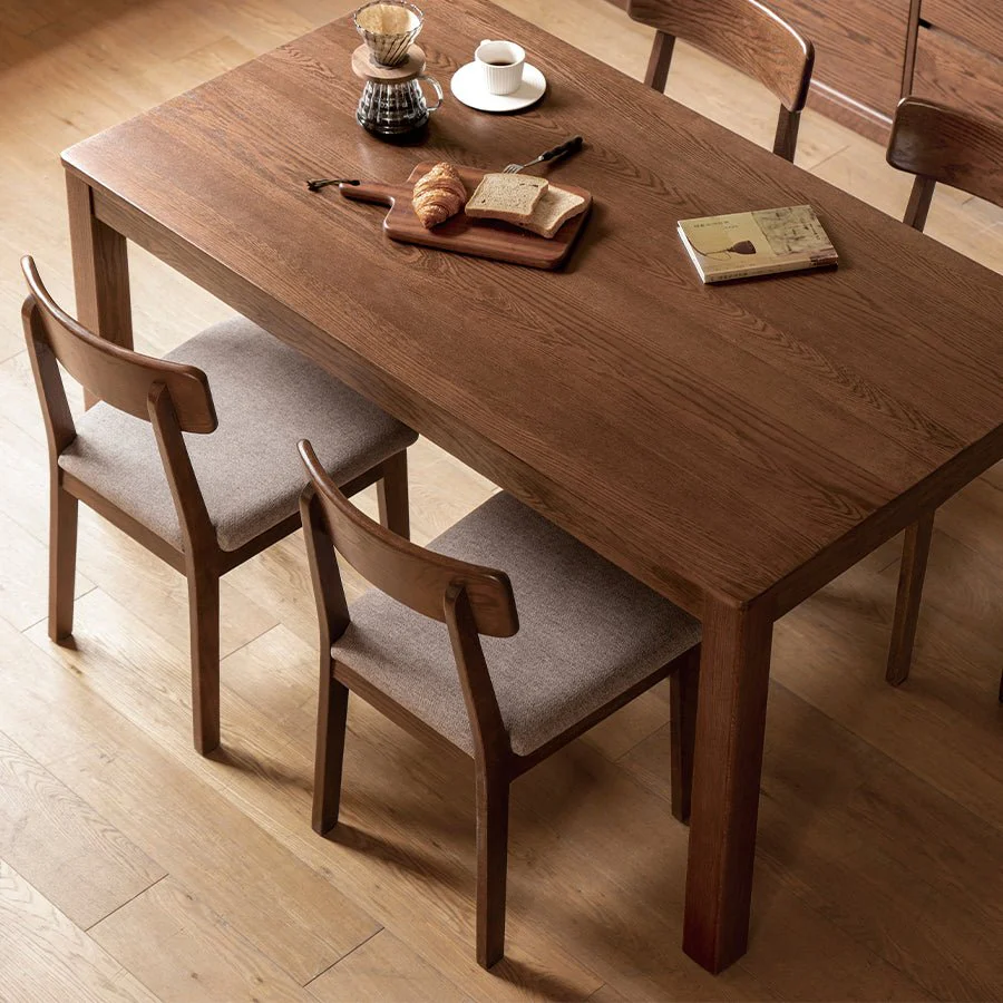 Humbie Natural Solid Oak in Walnut Colour Dining Table - Image 5