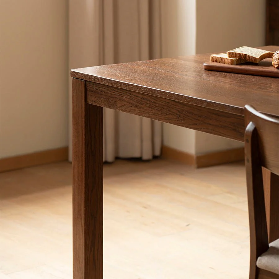 Humbie Natural Solid Oak in Walnut Colour Dining Table - Image 7