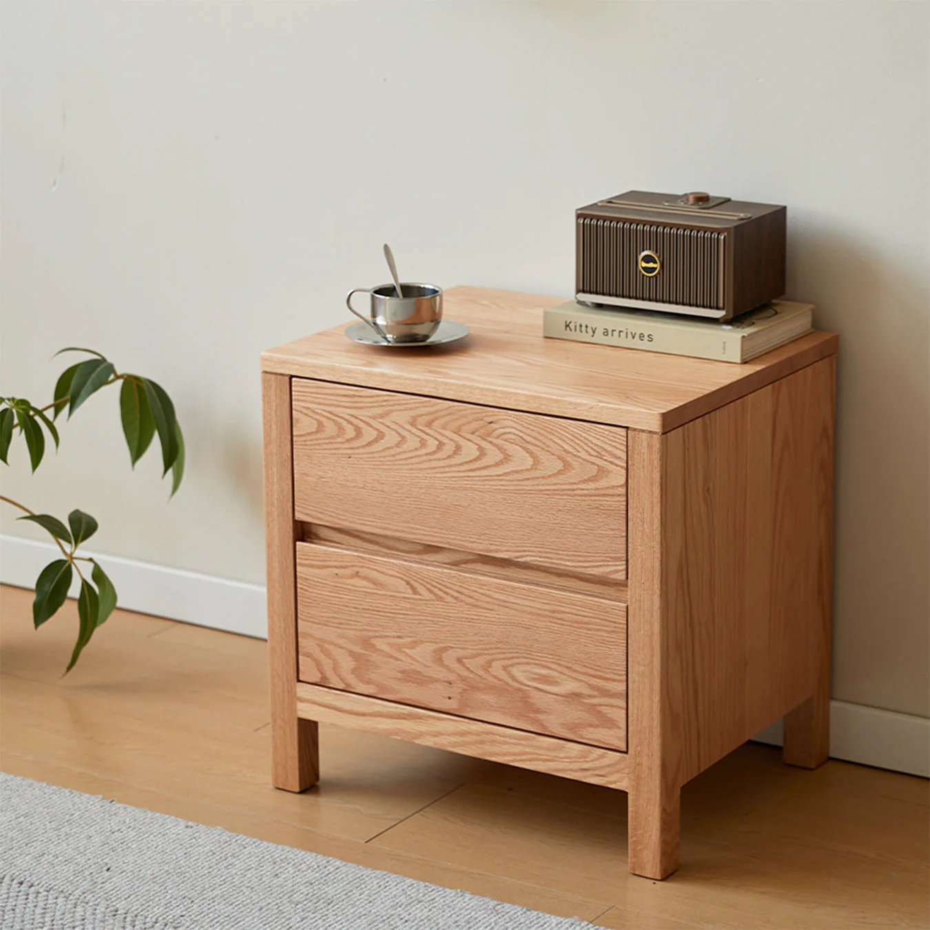 Humbie Natural Solid Oak Large Bedside Table - Image 3