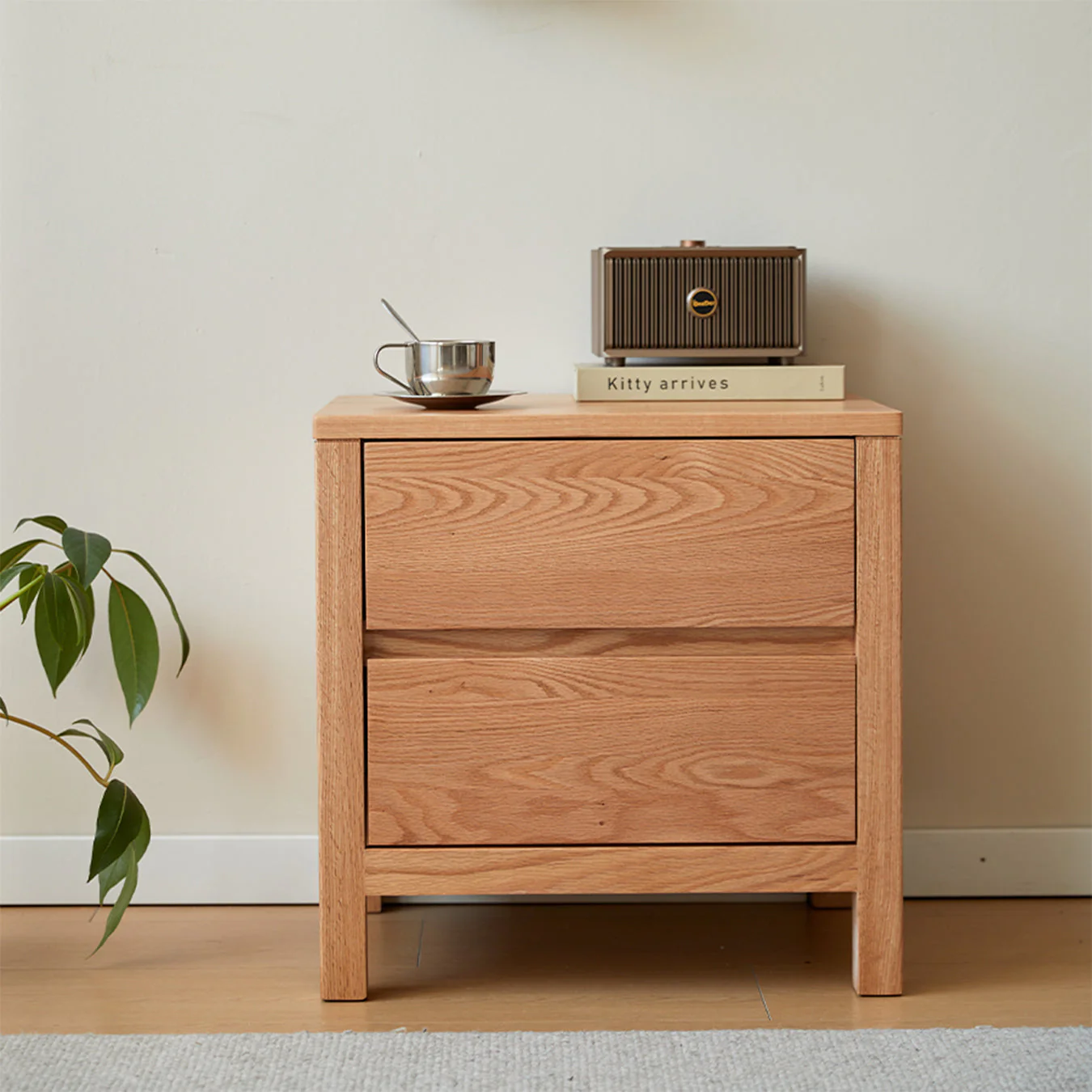 Humbie Natural Solid Oak Large Bedside Table - Image 5