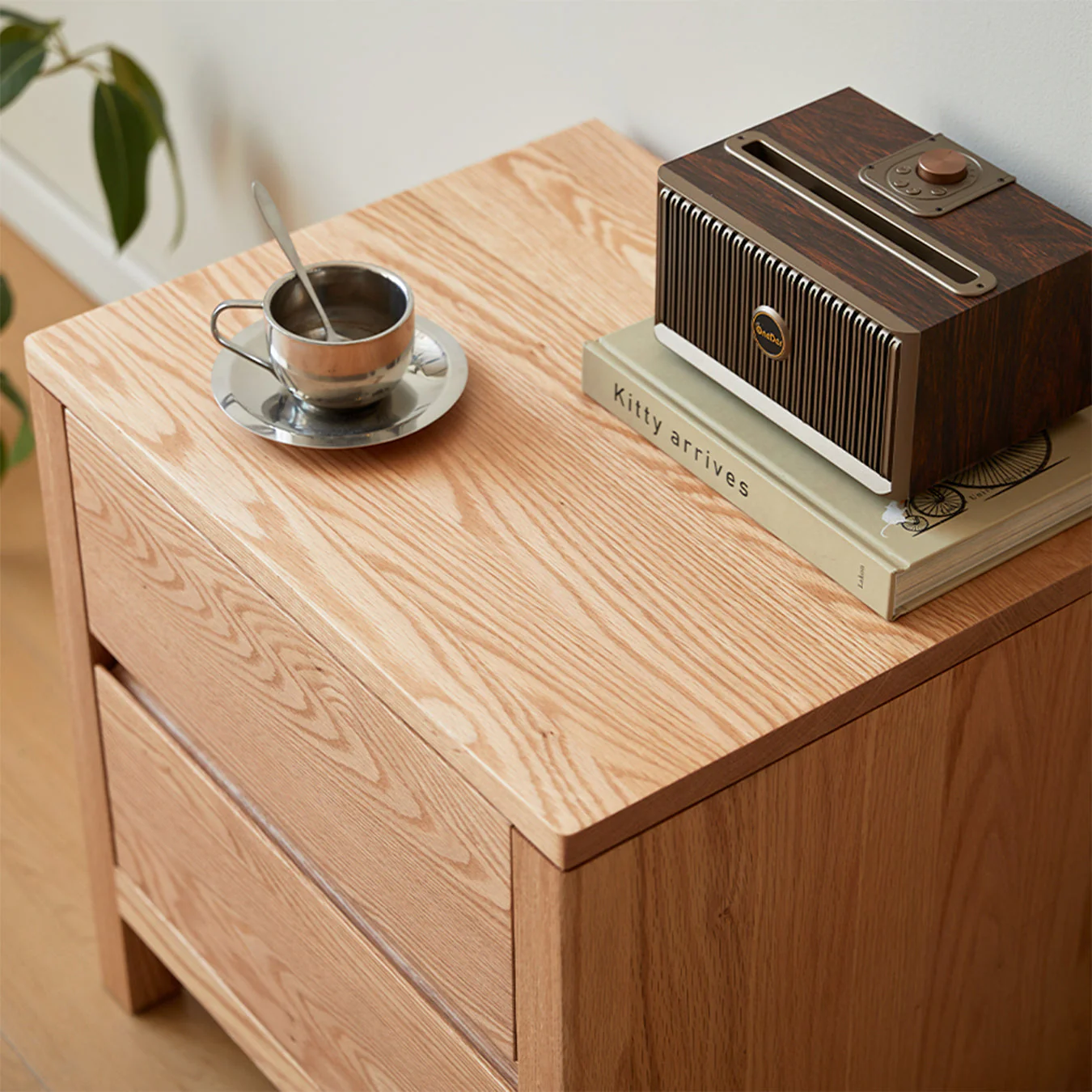 Humbie Natural Solid Oak Large Bedside Table - Image 6