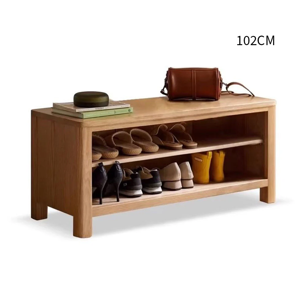 Humbie Natural Solid Oak Shoe Bench - Image 10