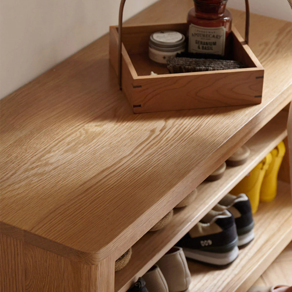 Humbie Natural Solid Oak Shoe Bench - Image 6