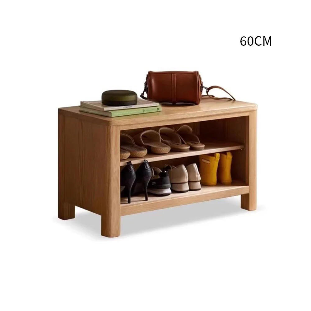 Humbie Natural Solid Oak Shoe Bench - Image 8
