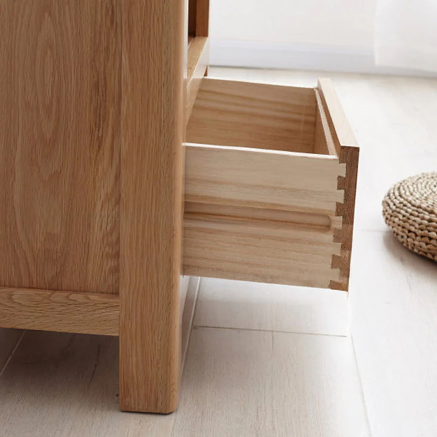 Humbie Natural Solid Oak Slim Bookcase - Image 4