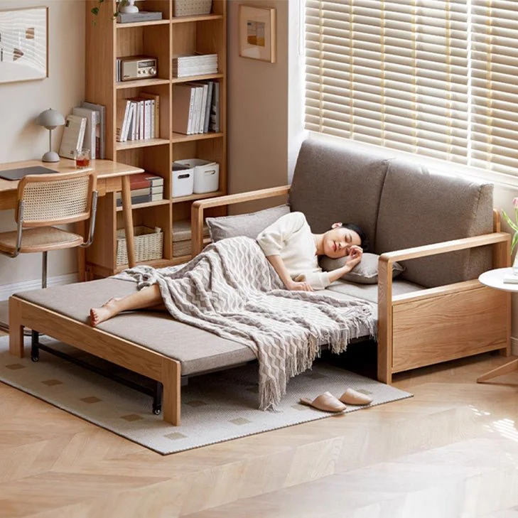 Humbie Natural Solid Oak Sofa Bed - Image 3