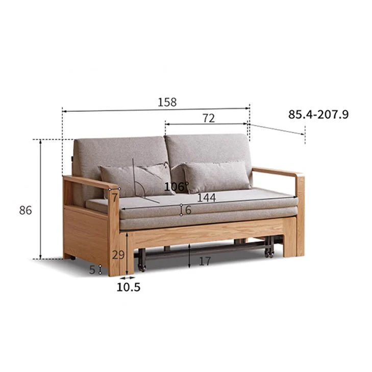 Humbie Natural Solid Oak Sofa Bed - Image 8