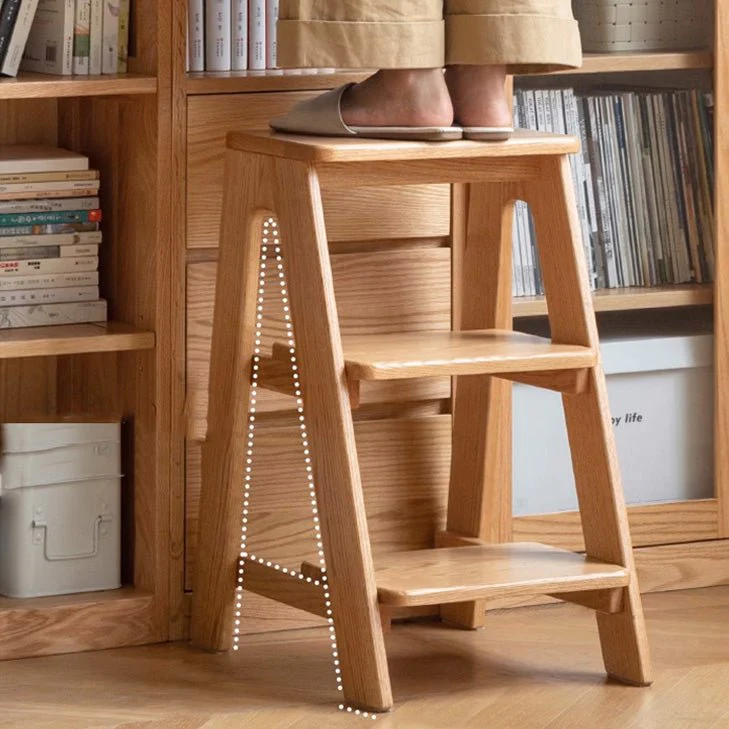 Humbie Natural Solid Oak Stool Ladder - Image 2