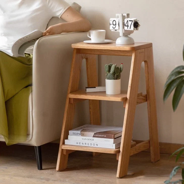 Humbie Natural Solid Oak Stool Ladder - Image 5