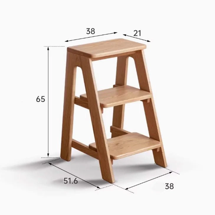 Humbie Natural Solid Oak Stool Ladder - Image 8