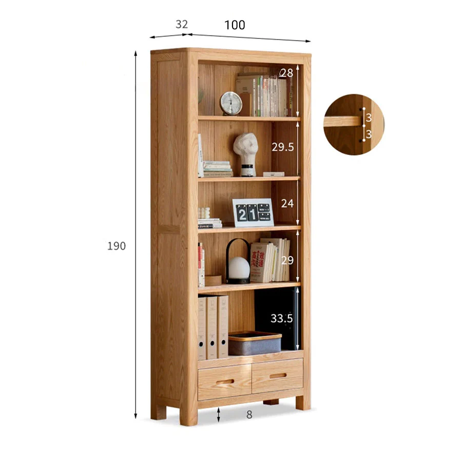 Humbie Solid Oak Large Bookcase - Image 6