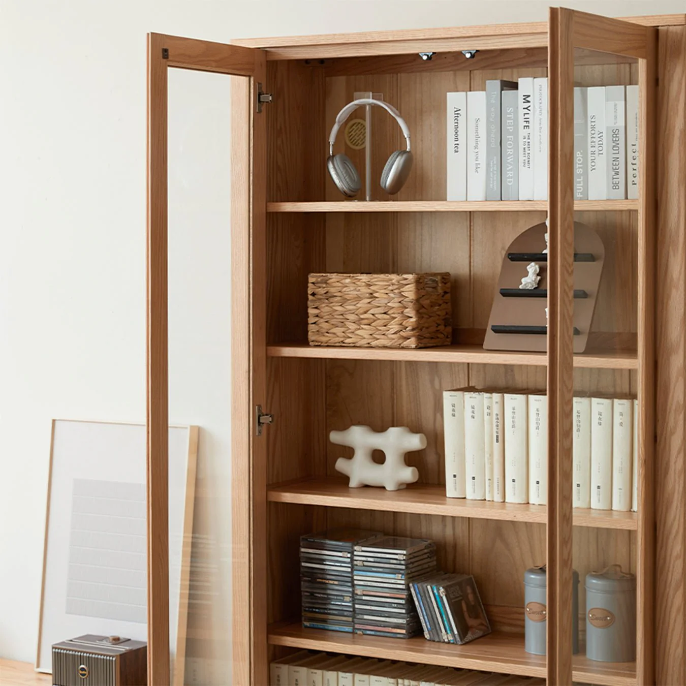 Humbie Solid Oak Large Display Bookcase Cabinet Design 2 - Image 6