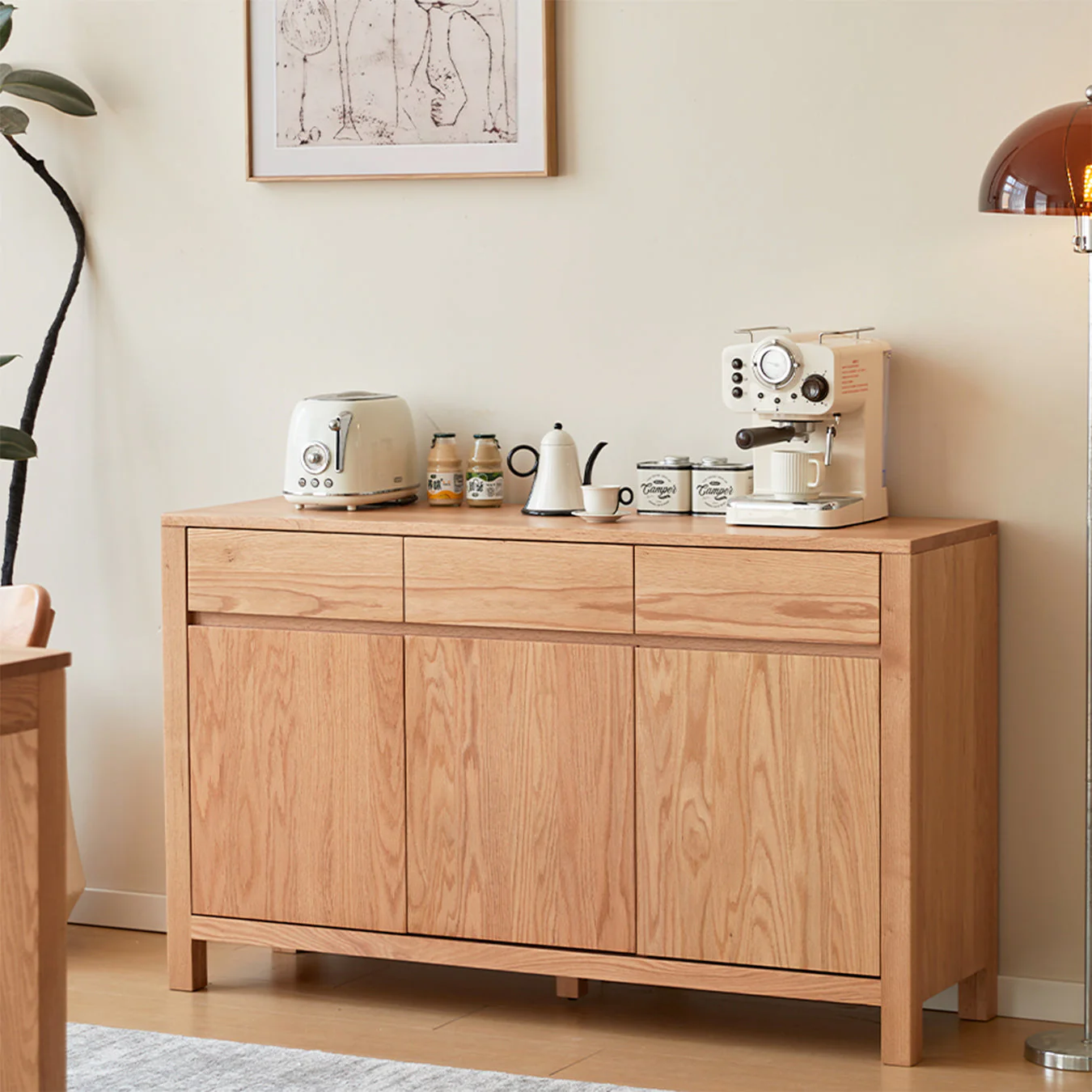 Humbie Natural Solid Oak Large Sideboard - Image 4
