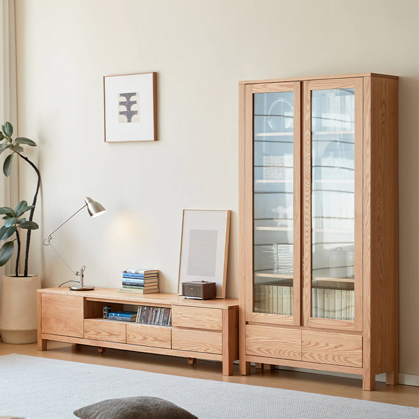 Humbie Natural Solid Oak Large TV Unit - Image 3