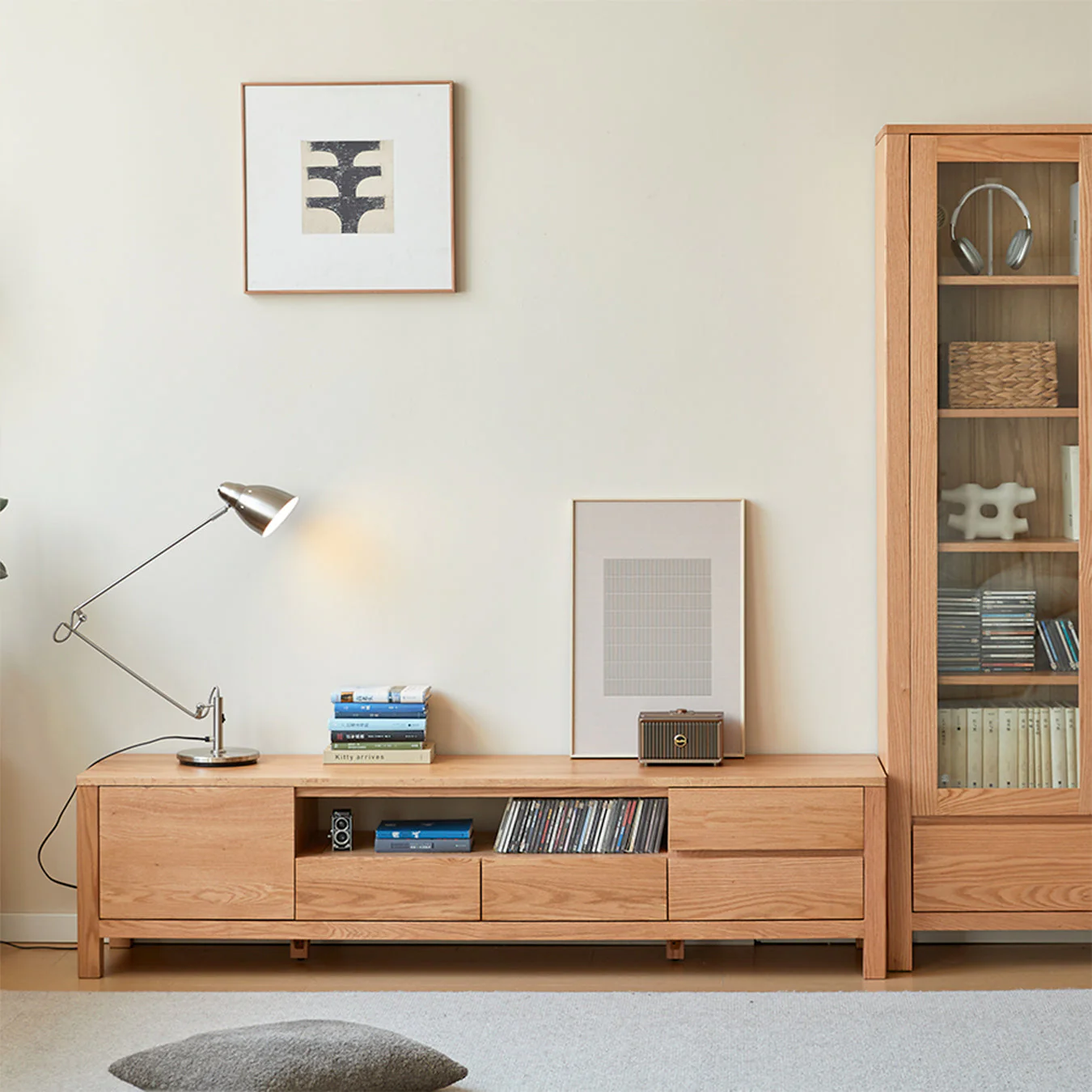 Humbie Natural Solid Oak Large TV Unit - Image 5
