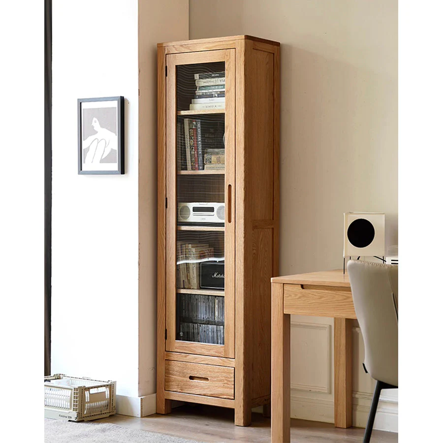 Humbie Solid Oak Slim Display Cabinet - Image 3