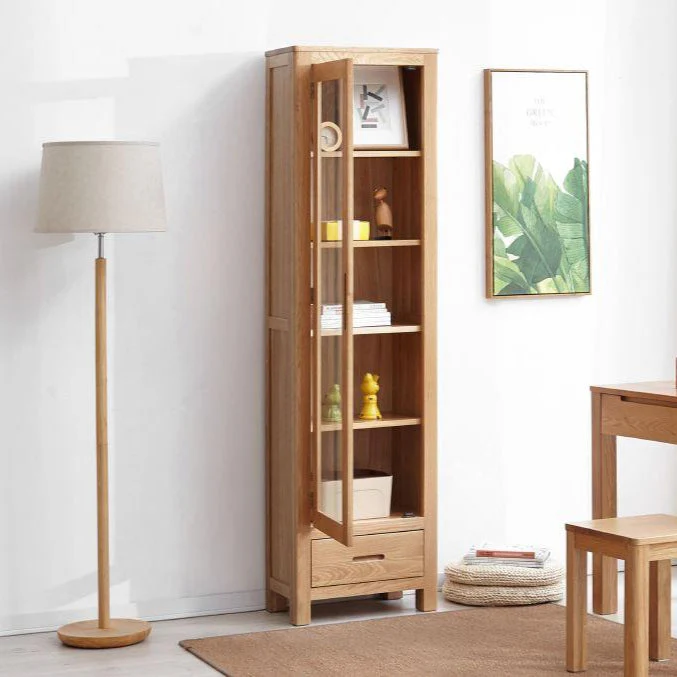 Humbie Solid Oak Slim Display Cabinet - Image 4