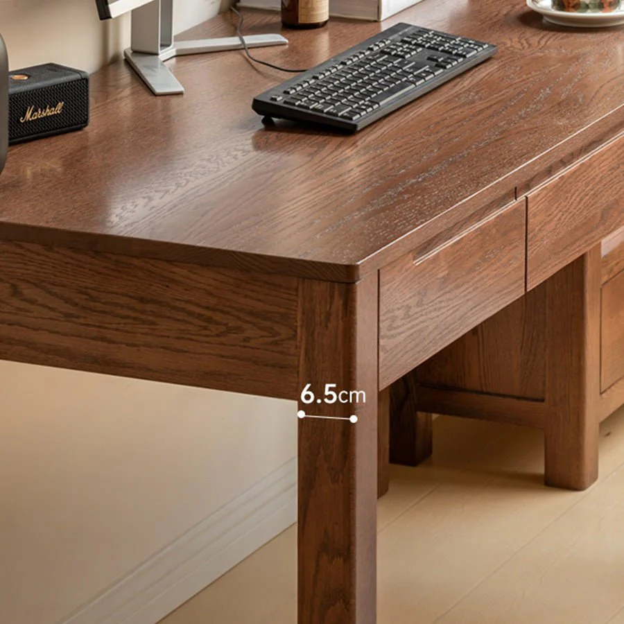 Humbie Solid Oak Study Desk in Walnut Colour - Image 5