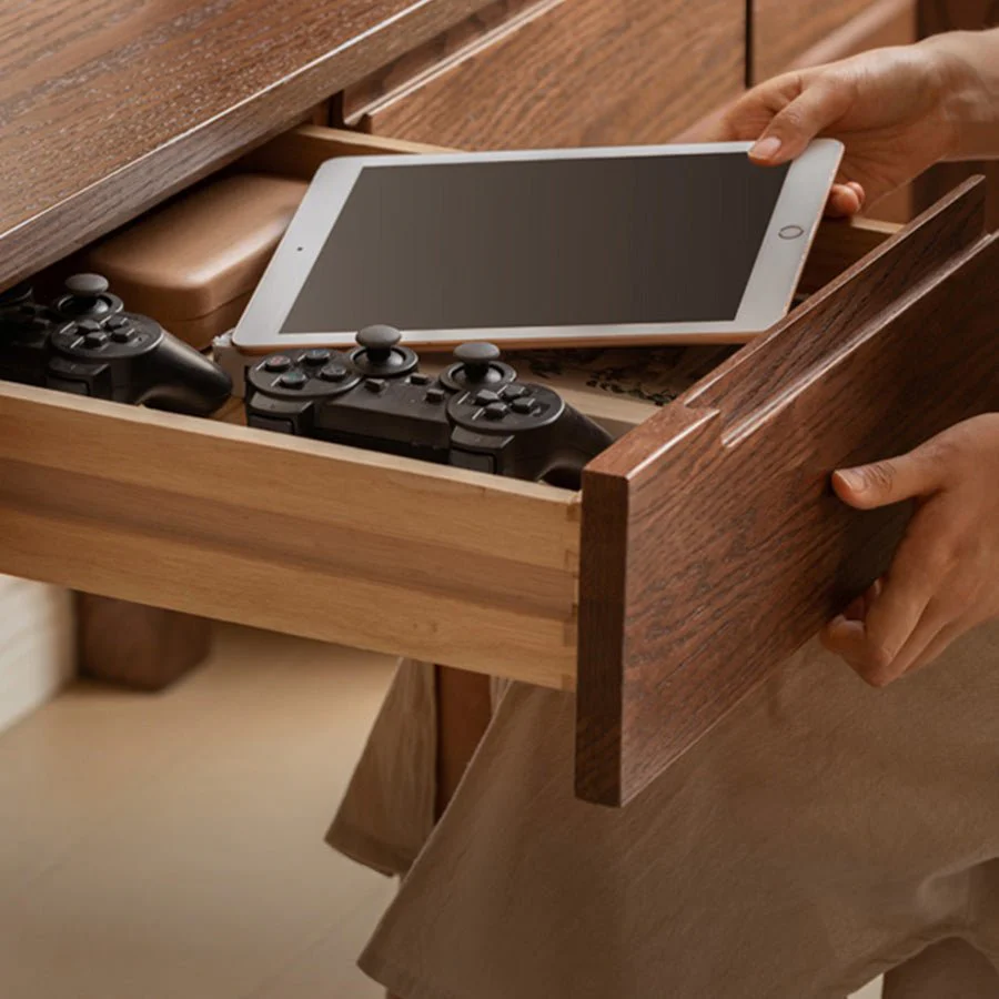 Humbie Solid Oak Study Desk in Walnut Colour - Image 6