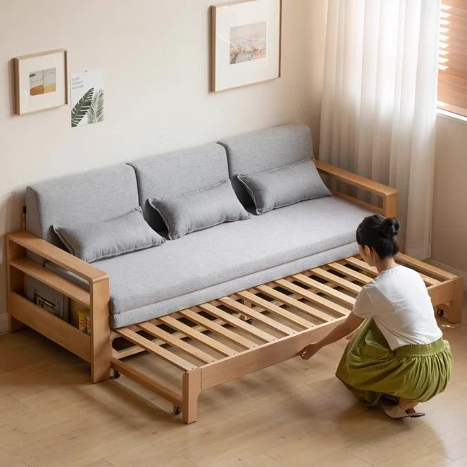 Hyogo Natural Solid Oak Sofa Bed - Image 5