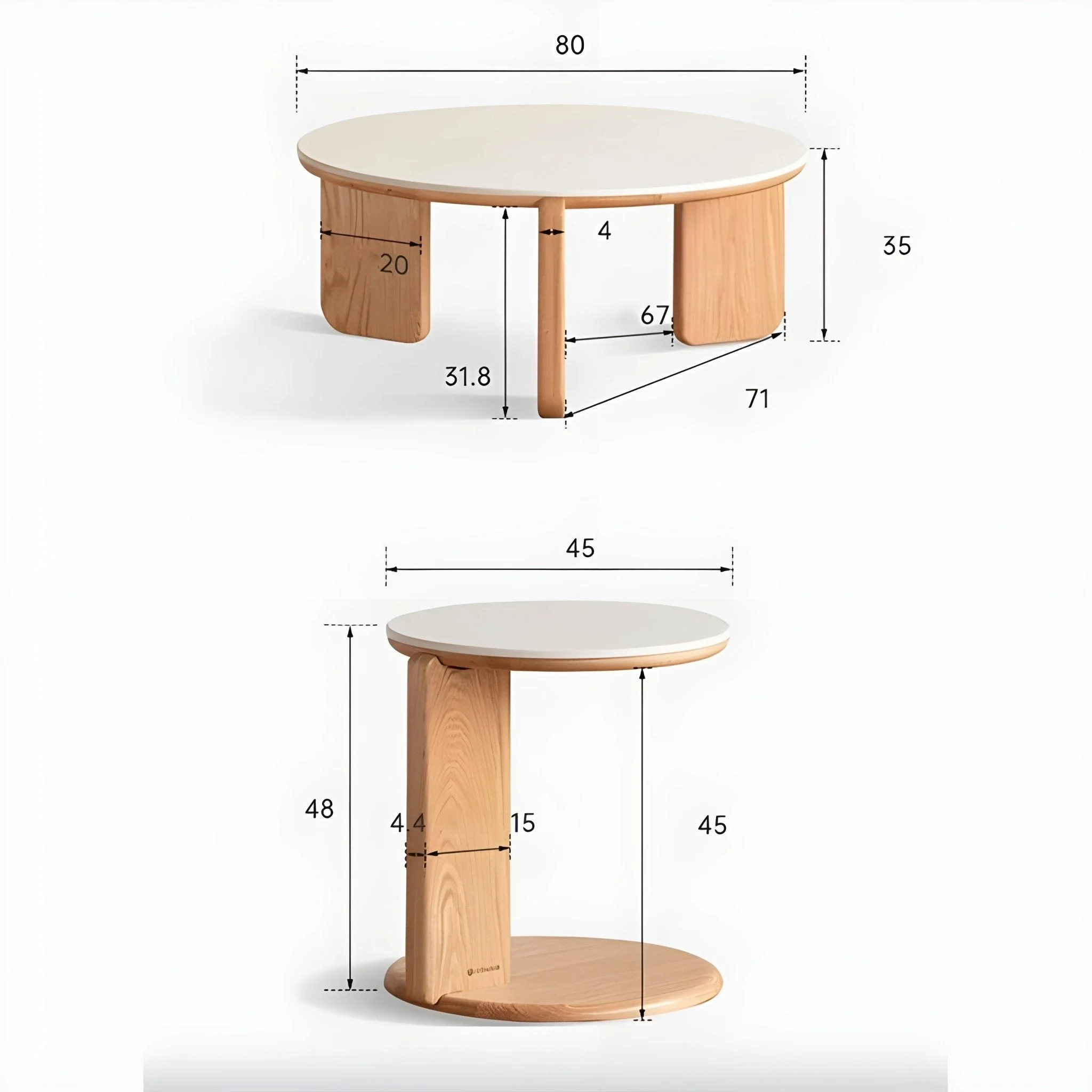 Jelling Natural Solid Oak Coffee Table Set - Image 7