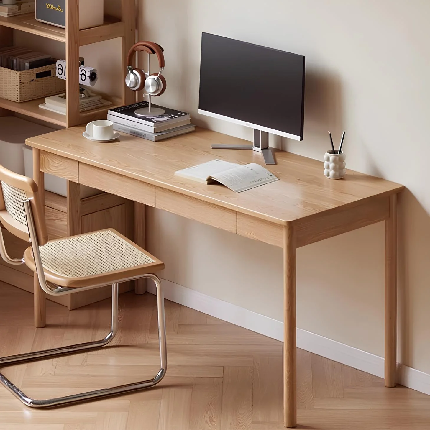 Jena Natural Solid Oak Writing Desk - Image 3