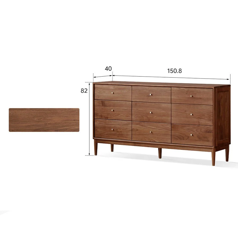 Kearny Solid Walnut Chest of 9 Drawers - Image 6