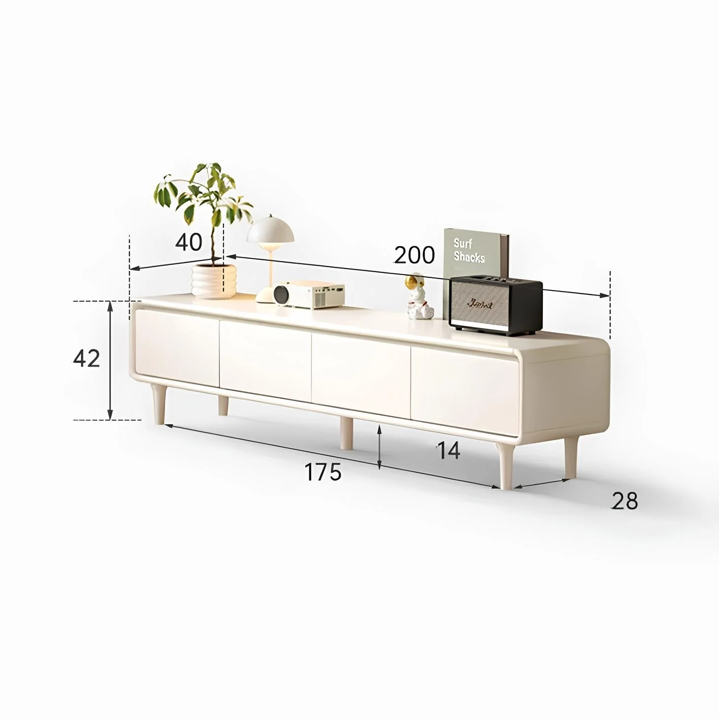 Kemi Cream Natural Solid Rubber Wood Entertainment Unit - Image 7