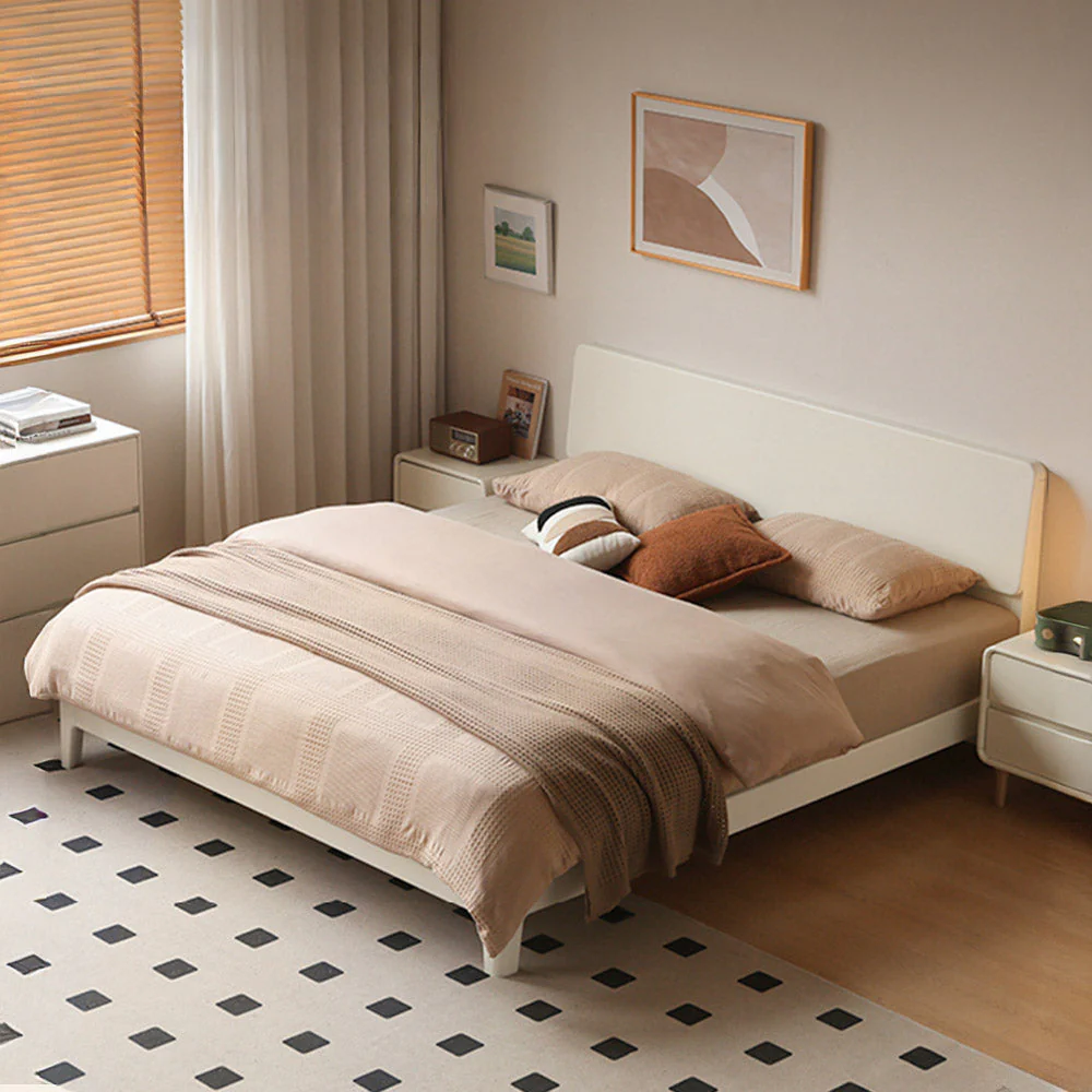 Kemi Cream Rubber Wood Painted Bed Frame - Image 2