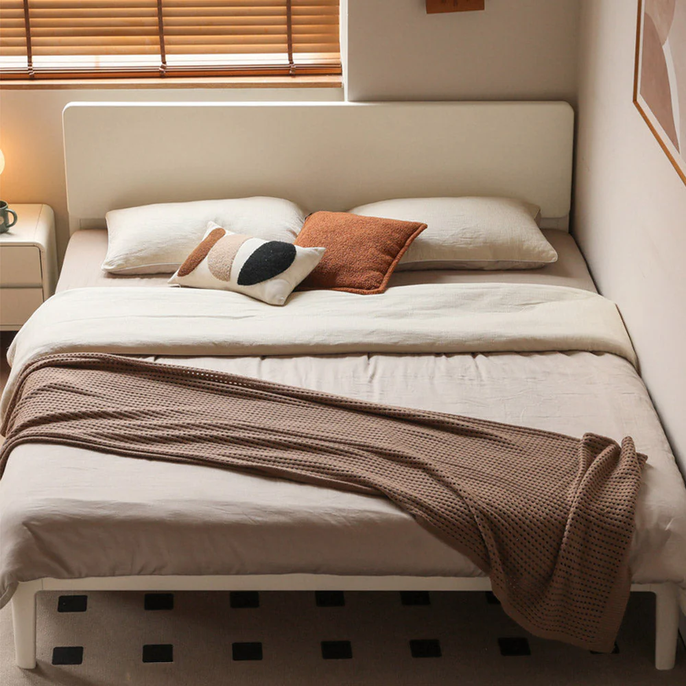 Kemi Cream Rubber Wood Painted Bed Frame - Image 3