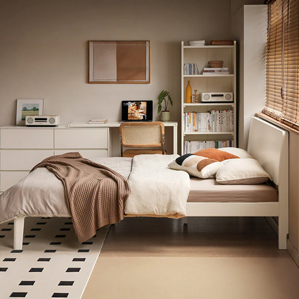 Kemi Cream Rubber Wood Painted Bed Frame - Image 4