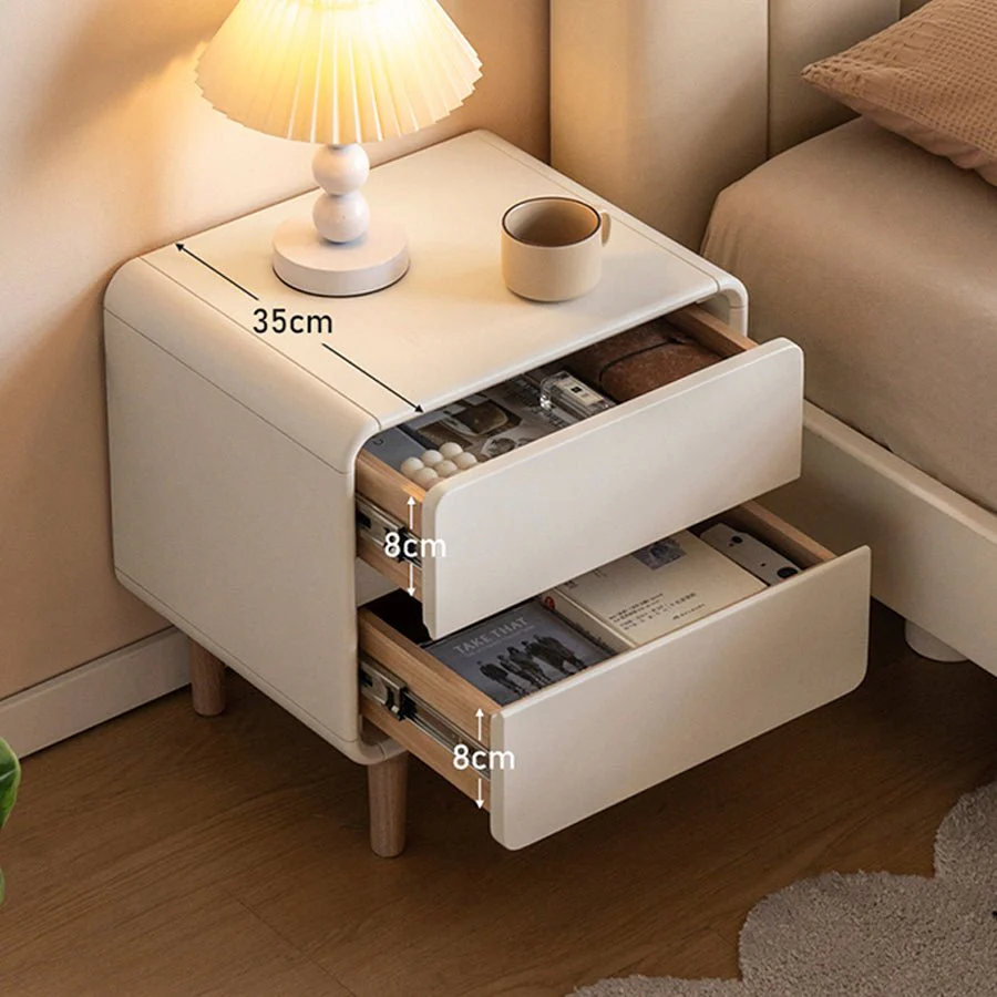 Kemi Cream Rubber Wood Painted Bedside Table - Image 2